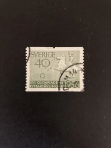 Sello usado de Suecia 1956 de los Juegos Olímpicos Ecuestres #417 - Imagen 1 de 2