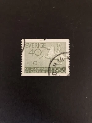 Sello usado de Suecia 1956 de los Juegos Olímpicos Ecuestres #417 Foto 1 de 2