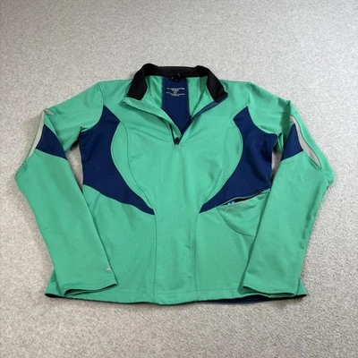 Brooks Pullover Womens Medium Green Blue Half Zip Running Reflective Hike Gym - Image 1 of 4