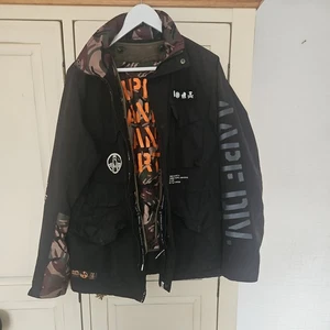 AAPE by A Bathing Ape Black Camo Hooded Down Puffer Winter Jacket XL - Picture 1 of 14