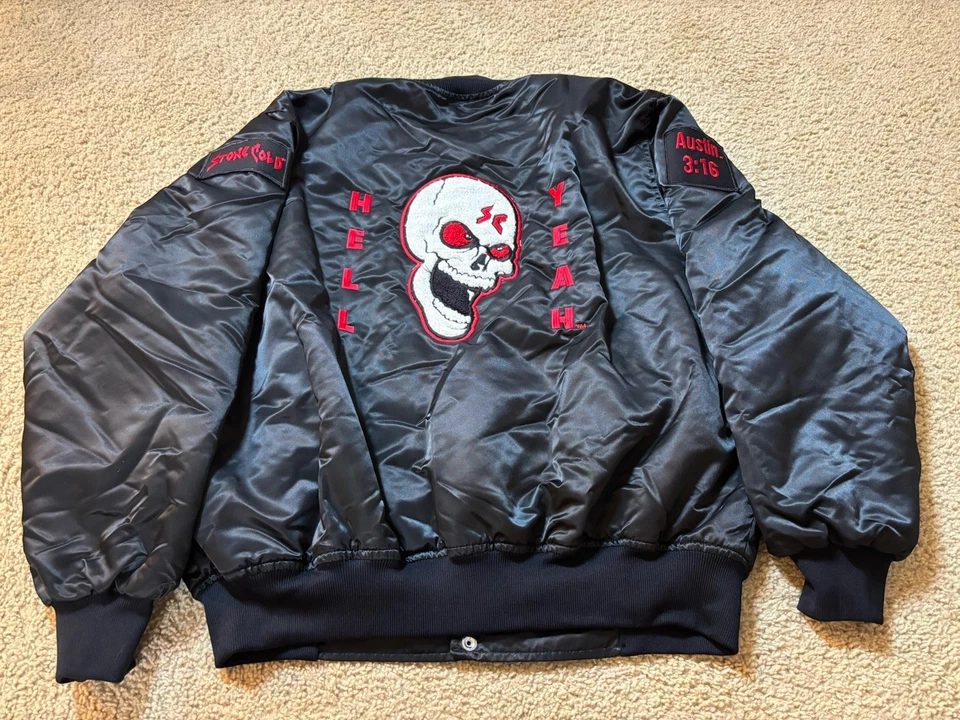 Chaqueta de satén vintage WWF Stone Cold Steve Austin “Hell Yeah” 2XL EE. UU. ¡MUY RARA! Foto 1 de 4
