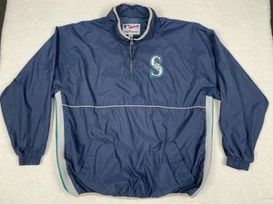 VTG Majestic Seattle Mariners 1/4 Zip Jacket Authentic Collection Men's 2XL 90s - Picture 1 of 16
