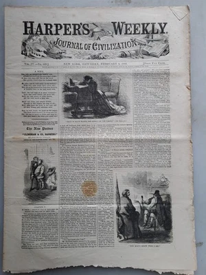 Harpers Weekly - February 4, 1860 Issue - Hog Trade of Cincinnati - Image 1 of 4