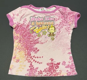 Toonworks Kinder Shirt Affe Banane Split Gr. 6/6X rosa Blumen Mädchen Y2K 2000er Wortspiel - Bild 1 von 6