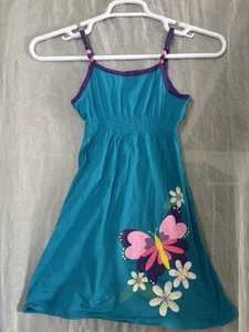 Circo Girls Dress Size 7/8. Turquoises With Purple/ Pink Butterfly And White Flo - Picture 1 of 3