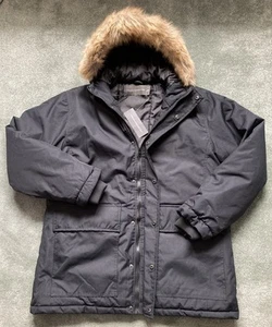 French Connection Mens XL Size Black Full Zip Padded Hooded Parka Coat NWT - Picture 1 of 10