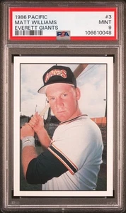 Pacific Everett Giants 1986 Matt Williams #3 PSA 9 - Pop 8 (3 ↑) - ¡Primera licencia! - Imagen 1 de 2