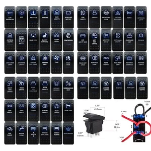 12V 24V Rocker Switch ARB Carling Style Blue LED 4x4 Boat Caravan Marine Car - Picture 1 of 12