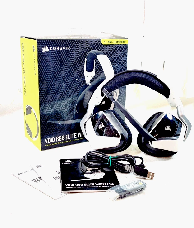 Corsair VOID RGB Elite Wireless Gaming Headset Kopfhörer Weiß PC-MAC-PLAYSTATION - Bild 1 von 4