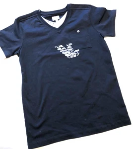 ARMANI JUNIOR NAVY V NECK S/S POLO WHITE V INSERT/BUTTON POCKET/ LOGO SZ.12A - Picture 1 of 2