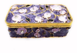 Travel Candlesticks Hand Painted Enamel on Pewter Hand Set w/ Swarovski Crystals - Picture 1 of 3