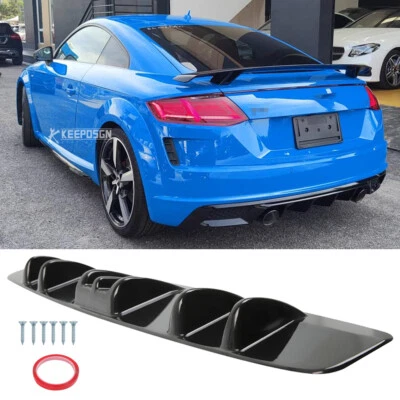 7 Fins Wing Rear Diffuser Bumper Spoiler Lip For Audi TT /TT RS/TTS Quattro - Image 1 of 4