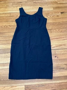 Classiques Entier Womens Dress Size 12 Black Pinstriped Stretch Wool Shift - Picture 1 of 7
