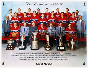 NHL 1957 - 58 Montreal Canadiens Team Picture with Names Color 8 X 10 Photo Pic
