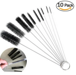 10Pcs/Set Stainless Steel Pipe Tube Cylinder Bores Cleaning Brush with Keyring  - Picture 1 of 5