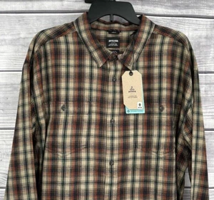 PRANA DOLBERG SLIM FIT FLANNEL SHIRT Men's Size XXL SANDBAR PLAID  NEW!! - Picture 1 of 6