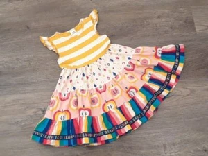 EUC wild flowers girls size 4 happy go lucky. miss frizzle dress school twirl - Picture 1 of 3