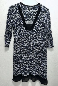 Simply Vera Wang Nightgown Sleep Ware L Large Blue White Black Trim - Picture 1 of 5