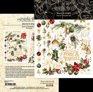 Graphic45 JUEGO DE TRANSFERENCIA FROTAR FELIZ Y BRILLANTE (2) Hojas Álbum de recortes NAVIDAD - Imagen 1 de 3