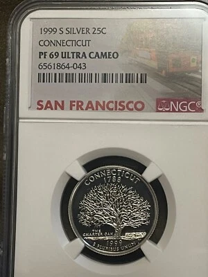 1999-S SILVER CONNECTICUT PF 69 ULTRA CAMEO - Image 1 of 2