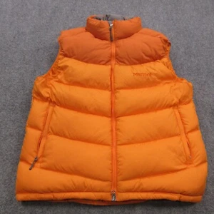 Marmot Vest Mens Medium Orange Puffer Guides Down Jacket Coat 700 Fill Full Zip - Picture 1 of 12