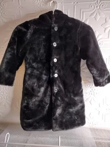 The Children's Place Hooded Reversible Fax Fur Black Coat Girls SZ. 7/8 - Picture 1 of 6