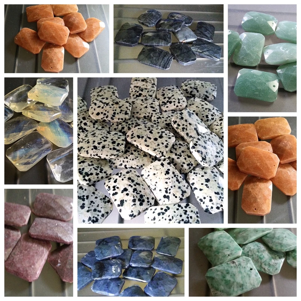 Colgantes rectangulares facetados de piedras preciosas semipreciosas - 20 x 30 mm cada uno - ELIGE Foto 1 de 1