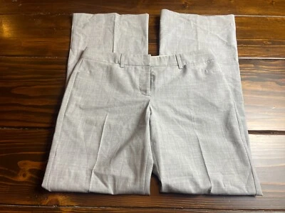 Pantalones de vestir Editor para mujer talla 4 gris tiro medio bolsillos frente plano corte recto Foto 1 de 4