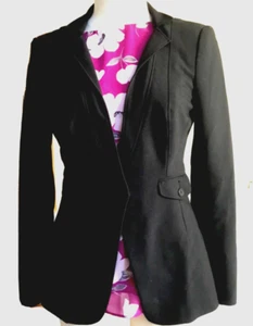BEBE Women Jacket Blazer One Button Decorative Button Back Logo Lined BLK 2 - Picture 1 of 10