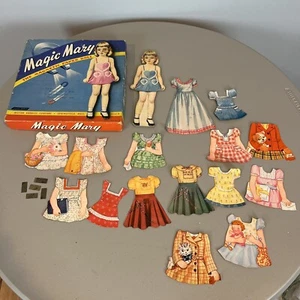 Juego de muñecas de papel magnético a presión vintage Milton Bradley Magic Mary en caja - Imagen 1 de 16