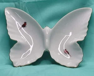 Butterfly Shape With Cardinals Trinket Tray By Hazel D Ammerman  - Picture 1 of 11
