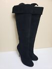 Womens SAKS Fifth Avenue (RED line) Black Suede Heeled High Boots US Size 7 M