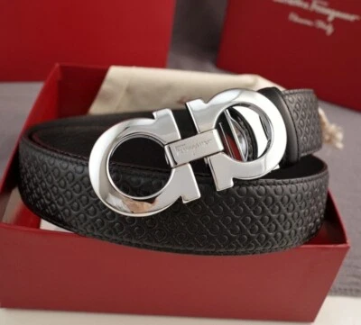 Cintura SALVATORE FERRAGAMO Pelle NERO Fibbia Silver 110 cm *SALDI BLACK FRIDAY* - Immagine 1 di 4