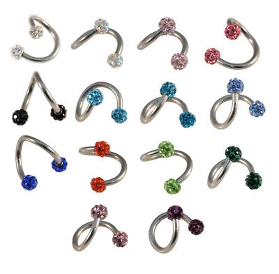 Shamballa Ferido Cristallo Spirale Twist Piercing Ombelico Elica Tragus Piercing - Immagine 1 di 4