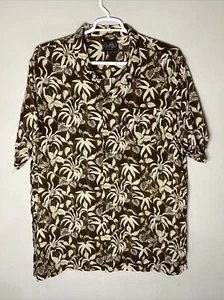 Camicia hawaiana vintage STEVE & BARRY'S uomo XXL 2XL stampa floreale all over marrone - Foto 1 di 3