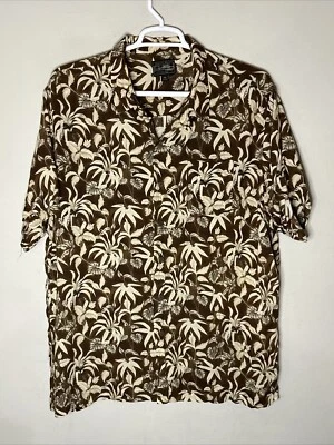 Camisa hawaiana vintage de Steve & Barry's para hombre XXL 2XL con estampado floral marrón Foto 1 de 3