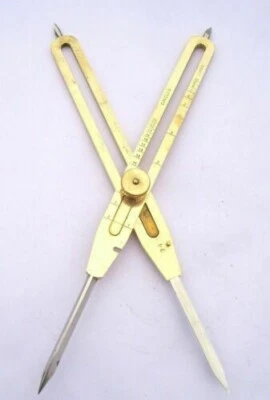 9" Proportional Divider Engineer Solid Navigational Compass Drafting Brass Tool - Image 1 of 4