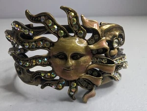 Retired Kirks Folly Cuff Bracelet Moon Sun Ray Face Auora Borealis Crystal 7" - Picture 1 of 9
