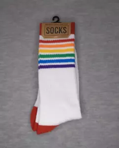 White Pride Rainbow Neuheit Socken machen etwas Spaß auf die Füße! Herrenschuhe Größe 6-12 - Bild 1 von 3
