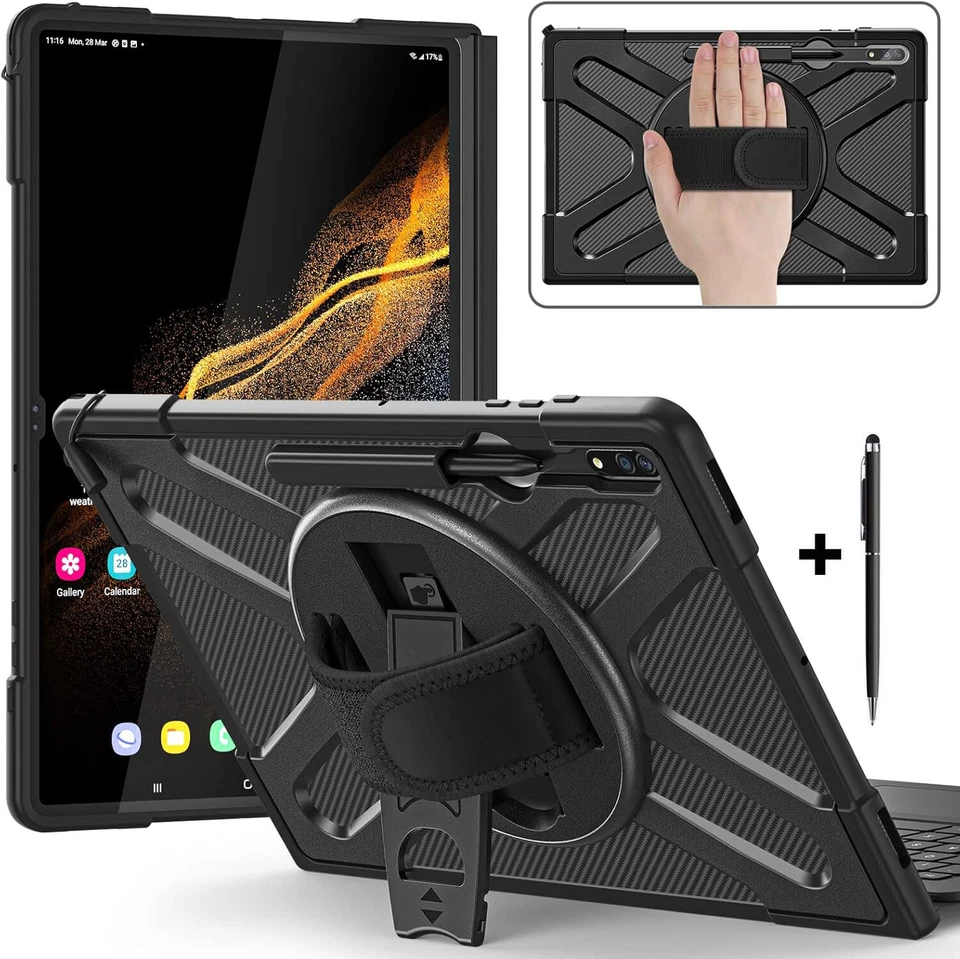 Cover Case for Samsung Galaxy Tab S10 Ultra S9 Ultra S8 Ultra 14.6 + Stand Black - Image 1 of 4