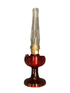 Aladdin Ruby Red Crystal Nu Type B Beehive Oil Kerosene Lamp W/ Aladdin Chimney - Picture 1 of 17
