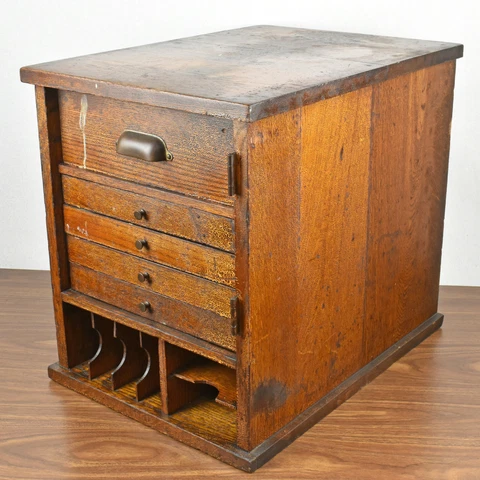VTG Antique Oak Secretary Store Mercantile Counter Top Money Drawer Cabinet Cover