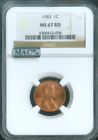 1983 LINCOLN MEMORIAL CENT NGC MS67 RED MAC SPOTLESS.