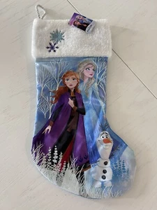 NWT Kids Christmas Stocking Anna and Elsa Frozen Holiday New Blue 17" Snowflake - Picture 1 of 7