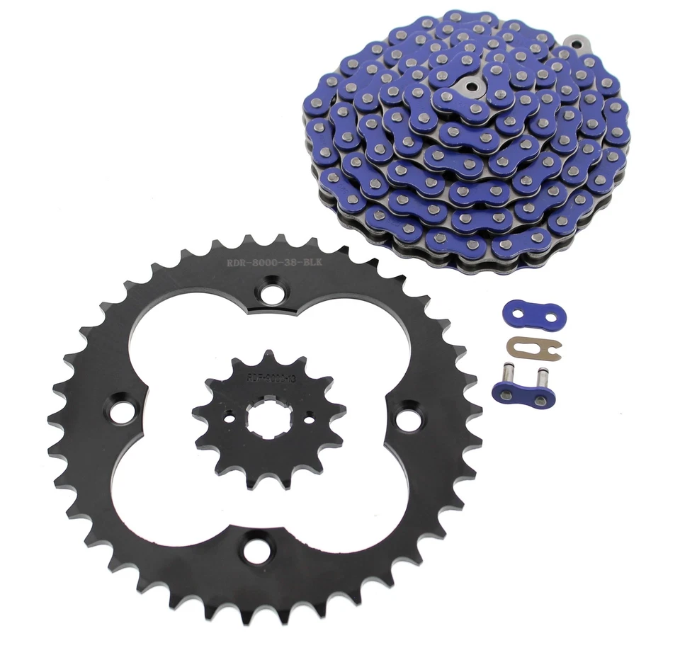 2005 - 2008 Honda Sportrax 300EX TRX300EX синяя цепь и черная звездочка 13/38 86L - Изображение 1 из 1