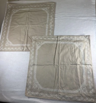 Martha Stewart Egito 2 peças Euro Shams 100% algodão cru com design de escrita branca - Imagem 1 de 4