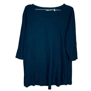 Top Soft Surroundings para mujer talla XL negro rayas texturizadas mangas 3/4 2AN80 - Imagen 1 de 9