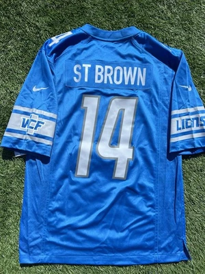Amon-Ra St. Brown Detroit Lions Nike Men’s NFL Football Jersey | Large #14 - Image 1 of 4
