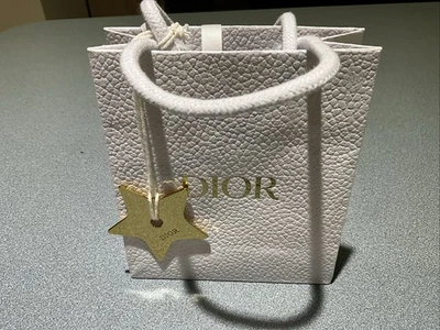 Christian Dior White Pebble Shopping  Bag Gold Metal Star 5x5.75x2.25 FREE SH - Image 1 of 3
