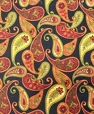 Remanente de tela de algodón negro cachemir rojo naranja verde otoño abundancia #28 Foto 1 de 4